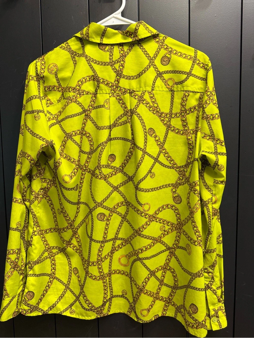 Michael Kors Neon Lime Chain-Print Button Down Shirt